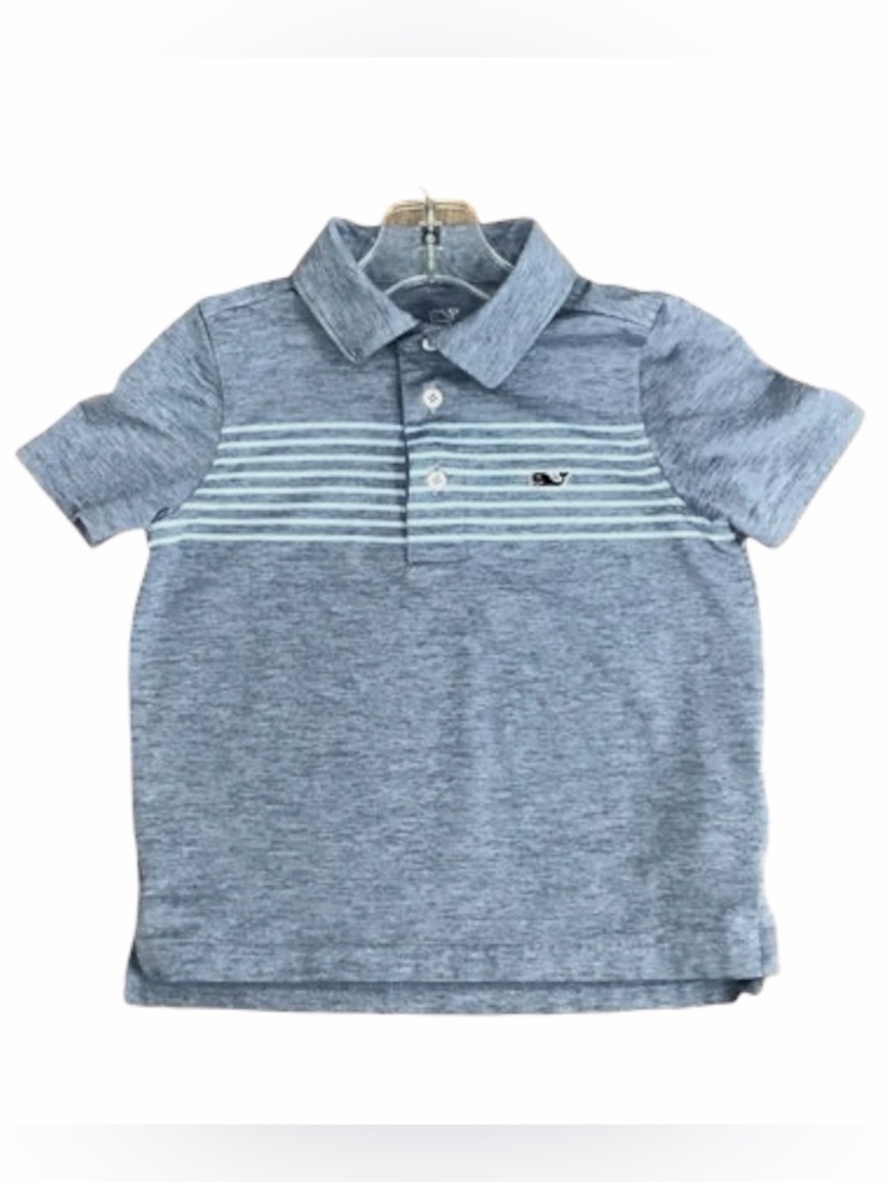 Vineyard Vines Blue Heather Polo with White Stripe Detail